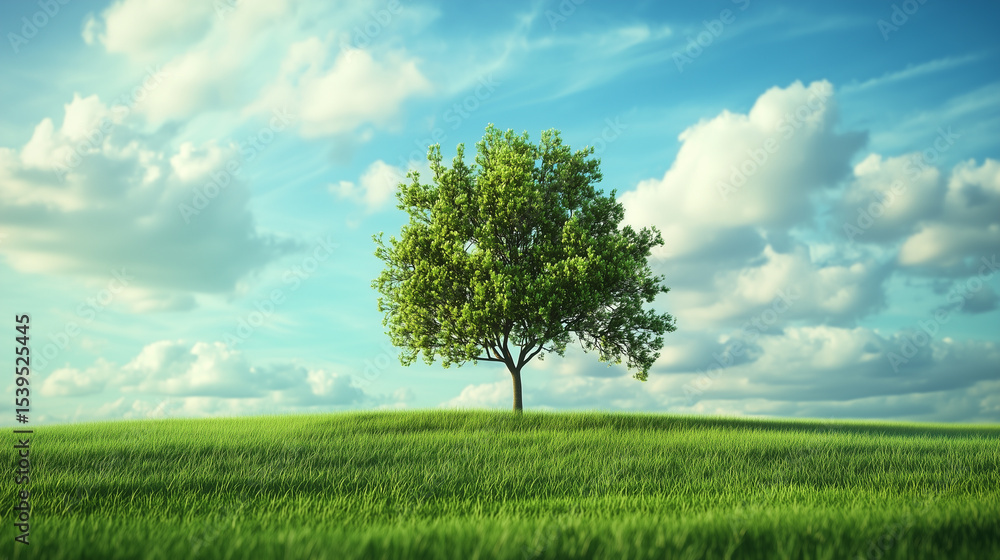 Fototapeta premium green field and blue sky. field and clouds