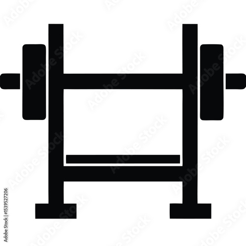 Weightlifting barbell bench press isolated on white background