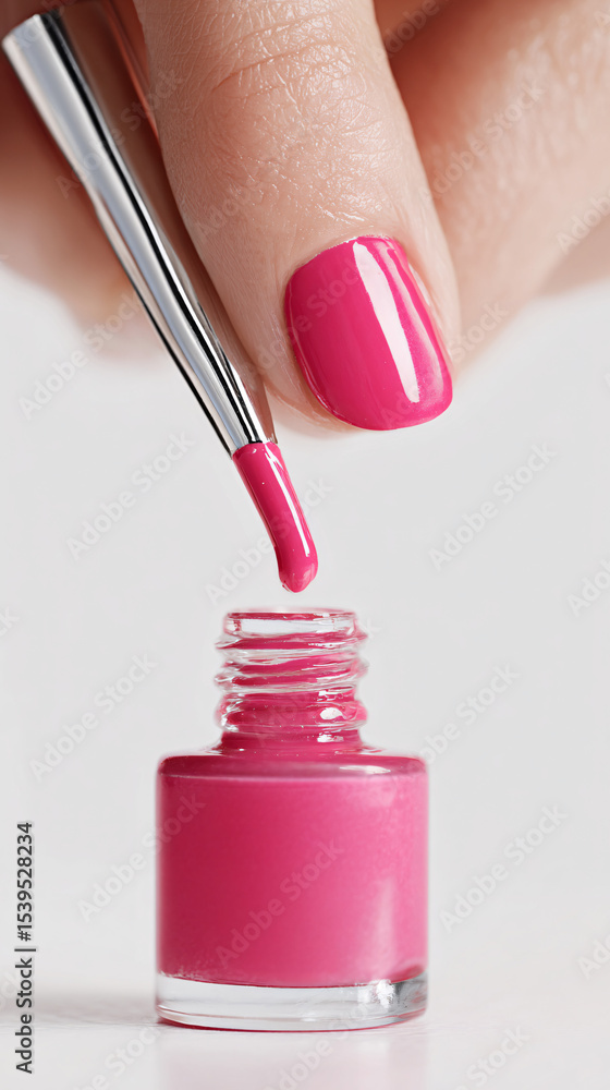 Obraz premium Pink Nail Polish Manicure Cosmetic Beauty Still Life