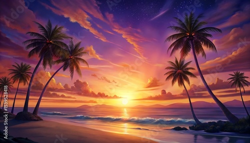 palm trees at sunset