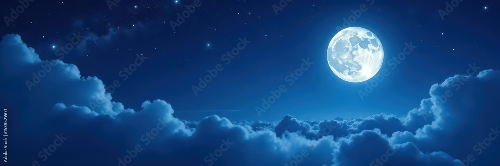Obraz premium Serene moonlit night, stars gleam through wispy clouds , astronomy, night sky, white