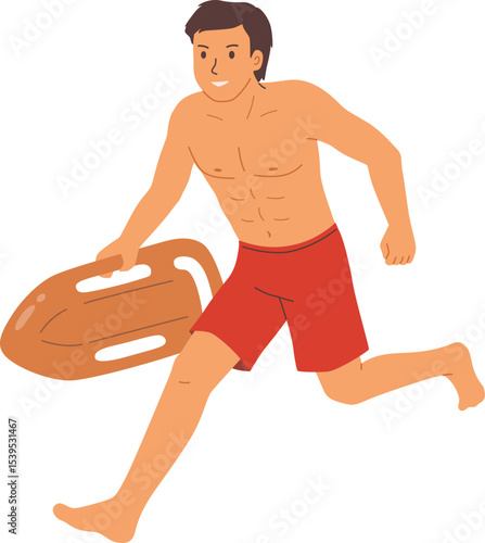 Lifeguard Running with Float

