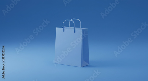 Blue Shopping Bag on Blue Background.