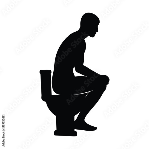  silhouette of a man sitting on the toilet 