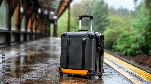 Rainy Day Travel: Luggage on Platform