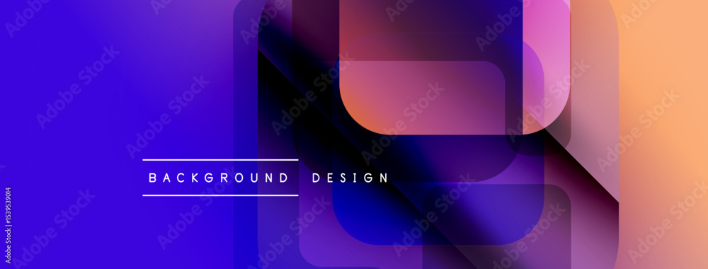 Fototapeta premium Abstract geometric shapes, vibrant colors blend. Modern design, smooth gradients create dynamic visual effect. Background features overlapping layers.