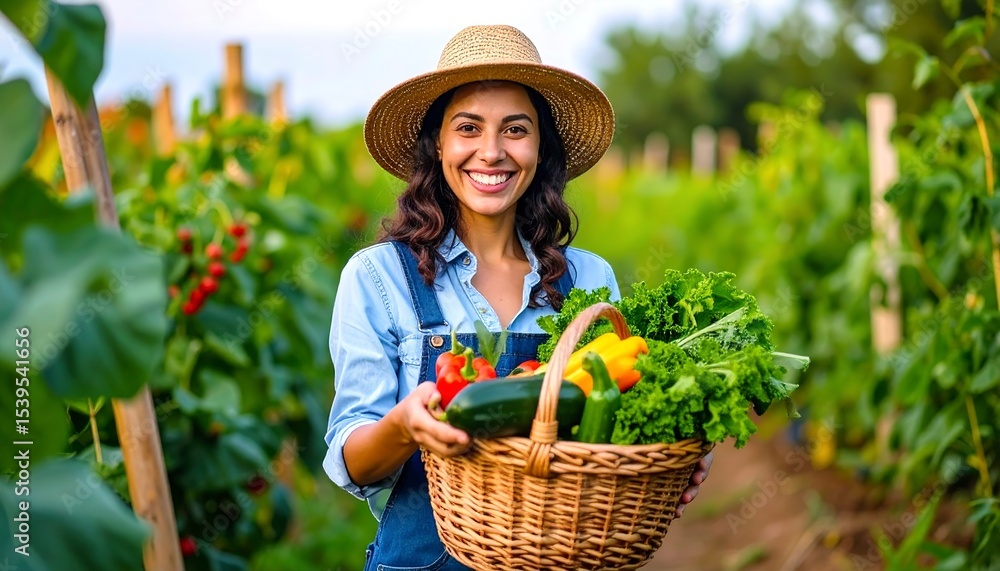Fototapeta premium Fresh vegetables just picked from a lush organic garden, ready to nourish and support a healthy lifestyle.