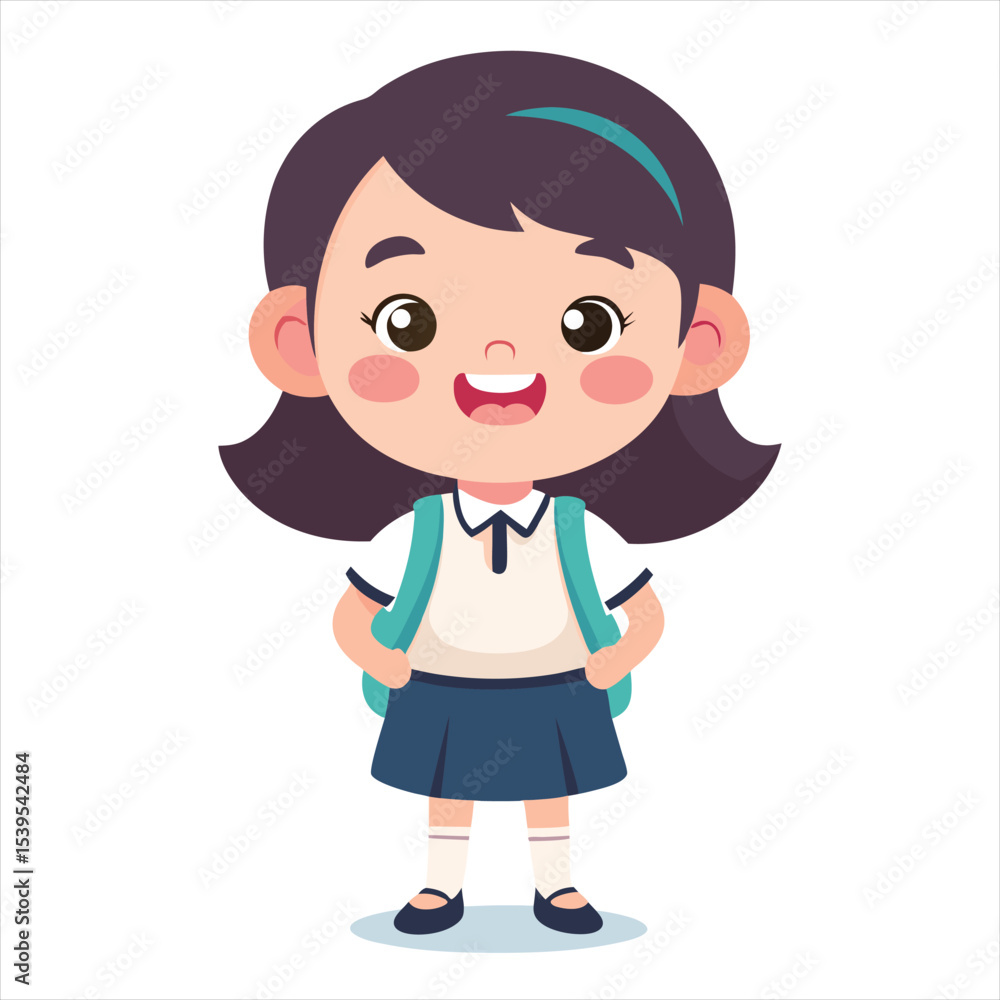 Cute Schoolgirl Smiling with Backpack Cute Schoolgirl Smiling with Backpack