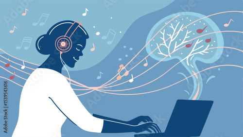 Vibrant Palette Vector Illustration of Neural Music Signals  