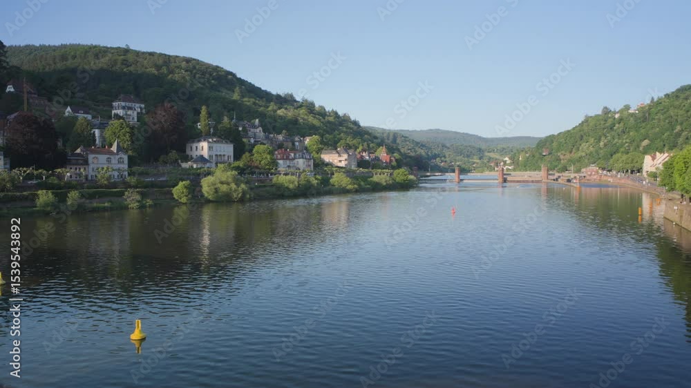 Scenic view of Necker River, Heidelberg, Germany Scenic view of Necker River, Heidelberg, Germany