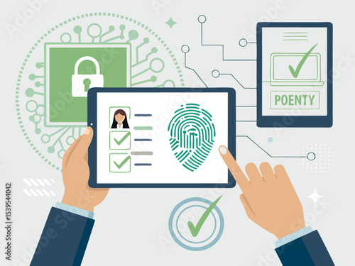 Clean Vector Illustration of Secure Democratic Voting  