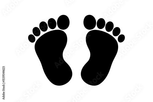 Black Footprint Icon, Pair of Feet, Simple Design