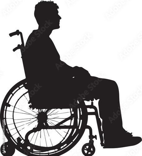 Disabled person in wheelchair, silhouette, wheelchair, woman, vector, illustration, couple, tree, child, people, park, disabled, wheel, elderly, sitting, bench, carriage, person, love, bike, chair, ol