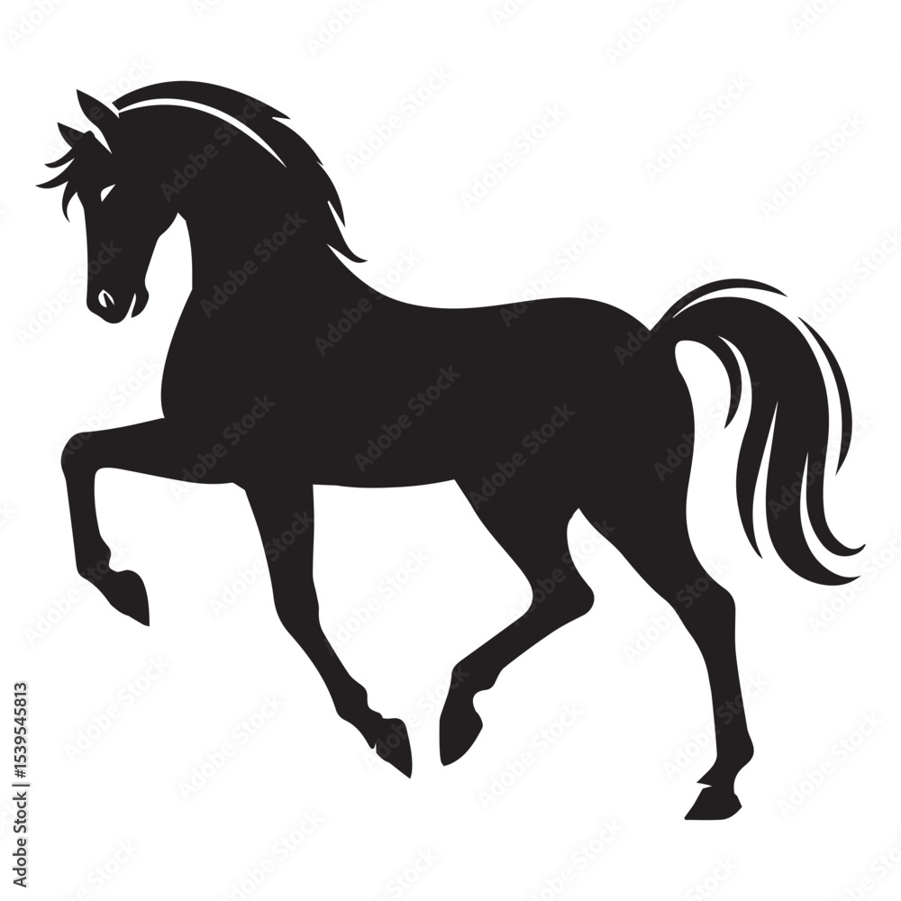 Obraz premium Domestic Horse Illustration in Silhouette for Crafting