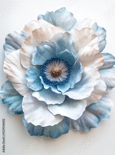 Large,  decorative,  faux  flower,  light  blue,  pale  pink,  layered  petals