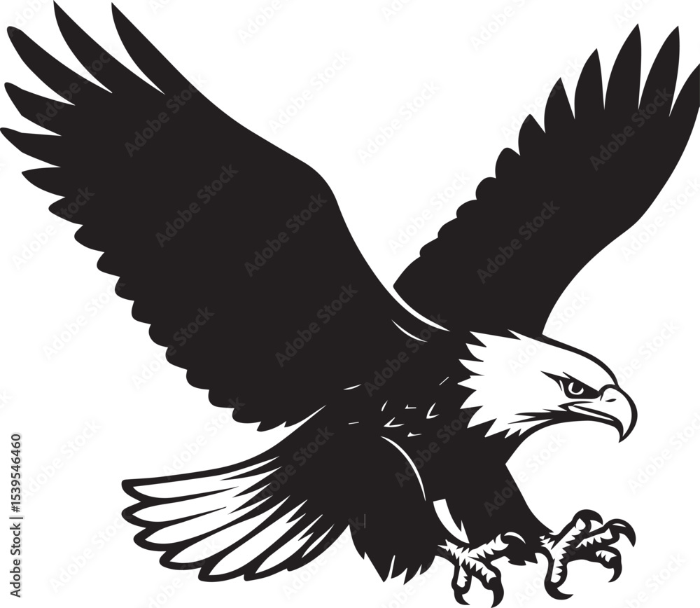 Obraz premium Majestic Bald Eagle in Flight Vector Illustration