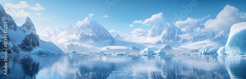 Wallpaper Mural Arctic mountains, icebergs, and a calm, pristine water reflecting the scenery Torontodigital.ca