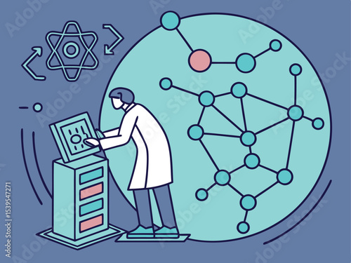 Glowing Vector Illustration of Quantum Pharma Breakthrough  