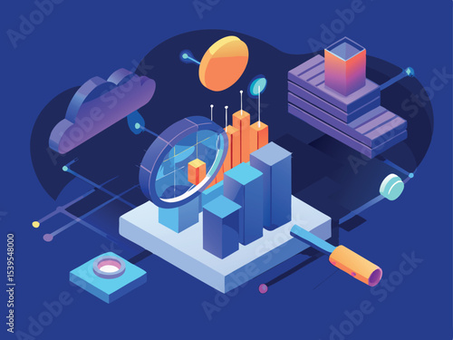 Bright White Vector Illustration of Sparse Data Cluster Analysis  
