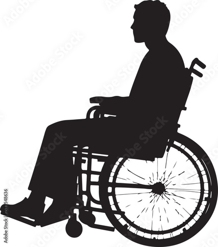 Disabled person in wheelchair, silhouette, wheelchair, woman, vector, illustration, couple, tree, child, people, park, disabled, wheel, elderly, sitting, bench, carriage, person, love, bike, chair, ol