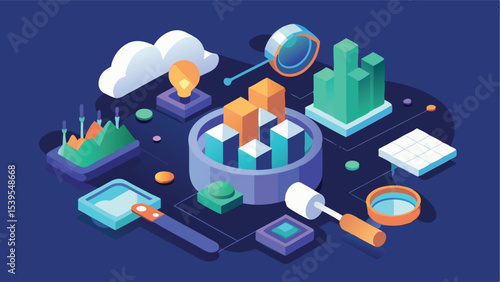 Futuristic Vector Art of Niche Identification in Market Data  