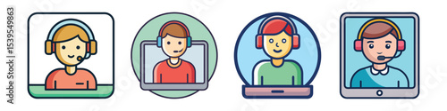 Video Call Icon Flat Style Communication Vector Illustration