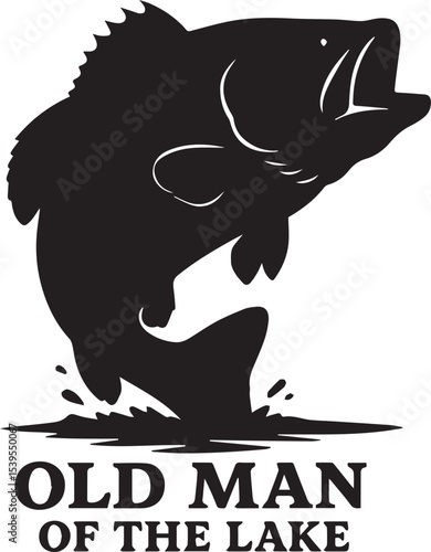 Old Man of the Lake - Bass Fish Jumping Silhouette Design