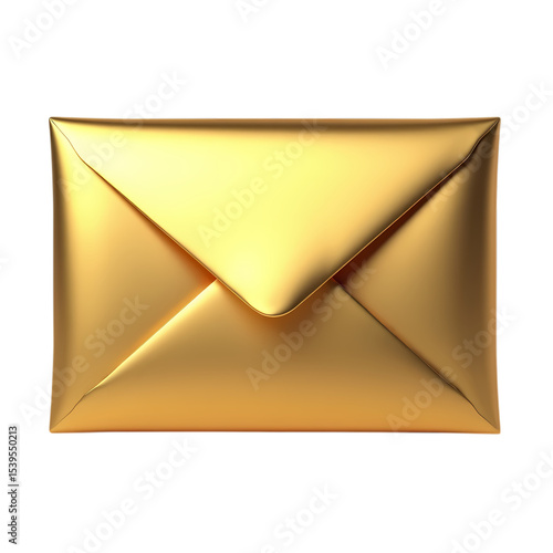 A single golden envelope isolated  isolated on transparent background