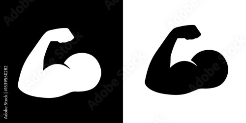 Muscle vector white and black icon.