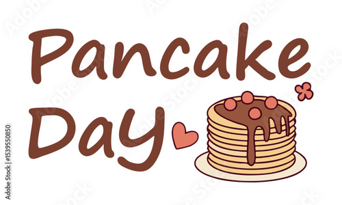 National Pancake Day. Vector illustration design. Pancakes stack with berries or honey.