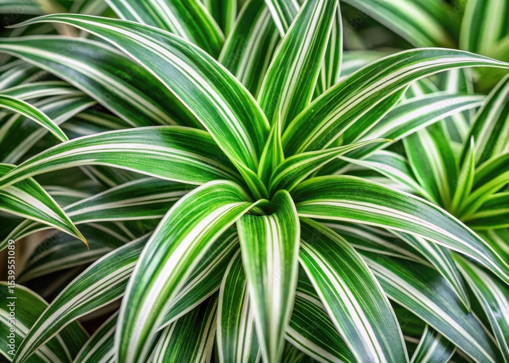 Detailed image of fresh Chlorophytum leaves with intricate veins and texture Detailed image of fresh Chlorophytum leaves with intricate veins and texture