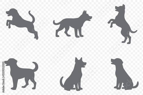 Vector silhouette of a dog on a white background.  This clean and minimal design is ideal for pet-themed graphics . 
