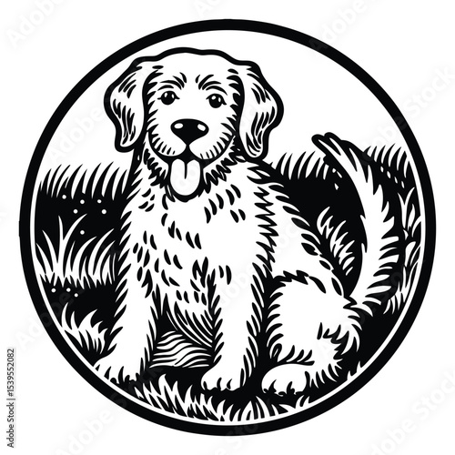 Wallpaper Mural Black and white vector illustration of a dog silhouette Torontodigital.ca