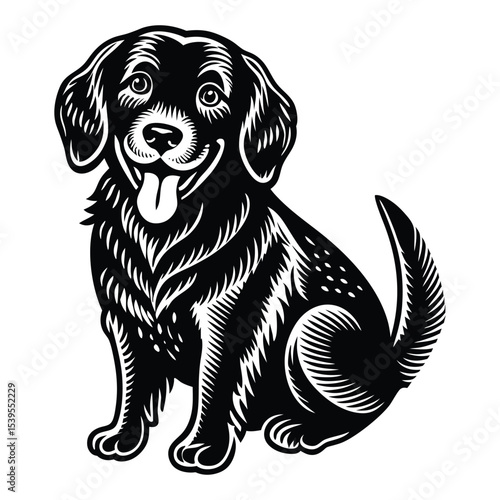 Wallpaper Mural Black and white vector illustration of a dog silhouette Torontodigital.ca