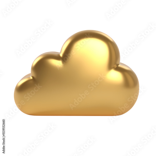 A single golden cloud a  view isolated on transparent background