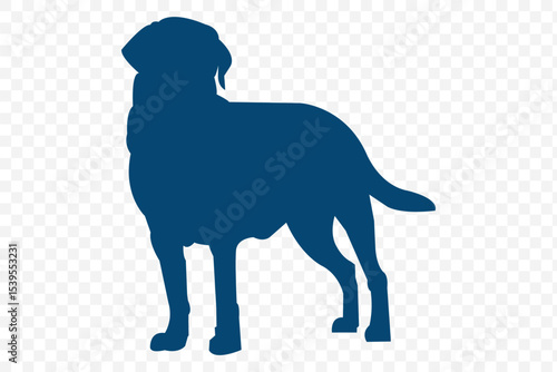 A silhouette dog isolated on a transparent background .   Vector black dog silhouette isolated . 