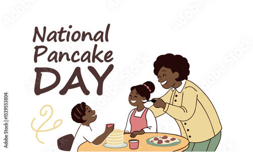 National Pancake Day. Vector illustration design. Pancakes stack with berries or honey.
