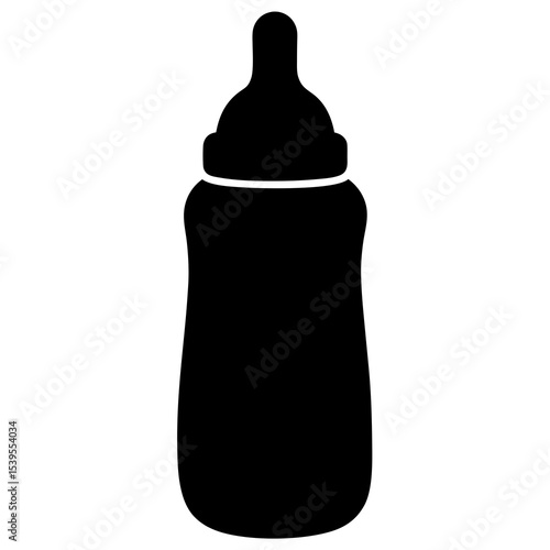 Baby Bottle Icon, Black Silhouette, Infant Feeding