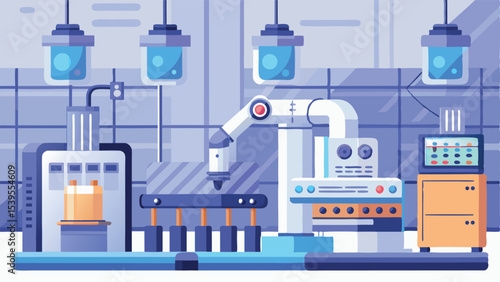 Gray Palette Vector of Modern Pharma Factory Oversight  