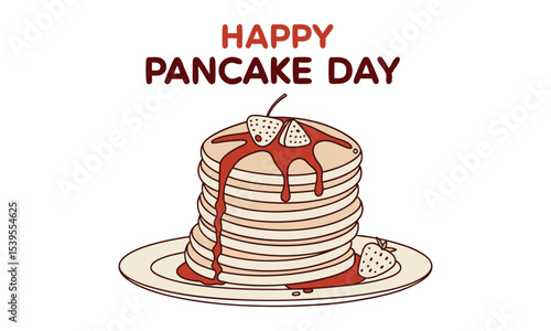 National Pancake Day. Vector illustration design. Pancakes stack with berries or honey.