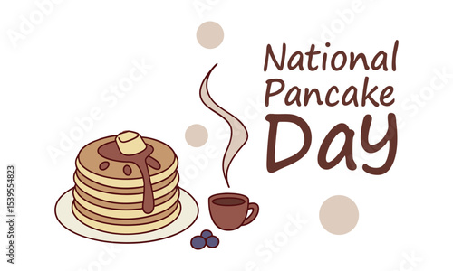 National Pancake Day. Vector illustration design. Pancakes stack with berries or honey.