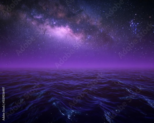 Vast night sky over a tranquil sea.