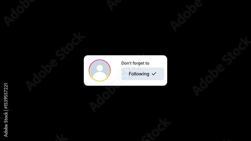 Following Button Social Media. Transparent Background Alpha Channel Only On 4K