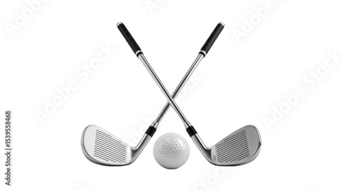 Golf clubs crossed with golf ball ready for tee off
