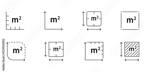 Square meters vector icon with M2 sign. Land area or floor plan measurement symbol. Outline illustration of property size in metric system