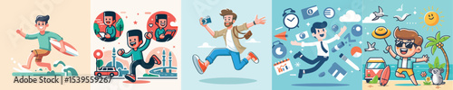vector image a man having fun flat design simple and cool
