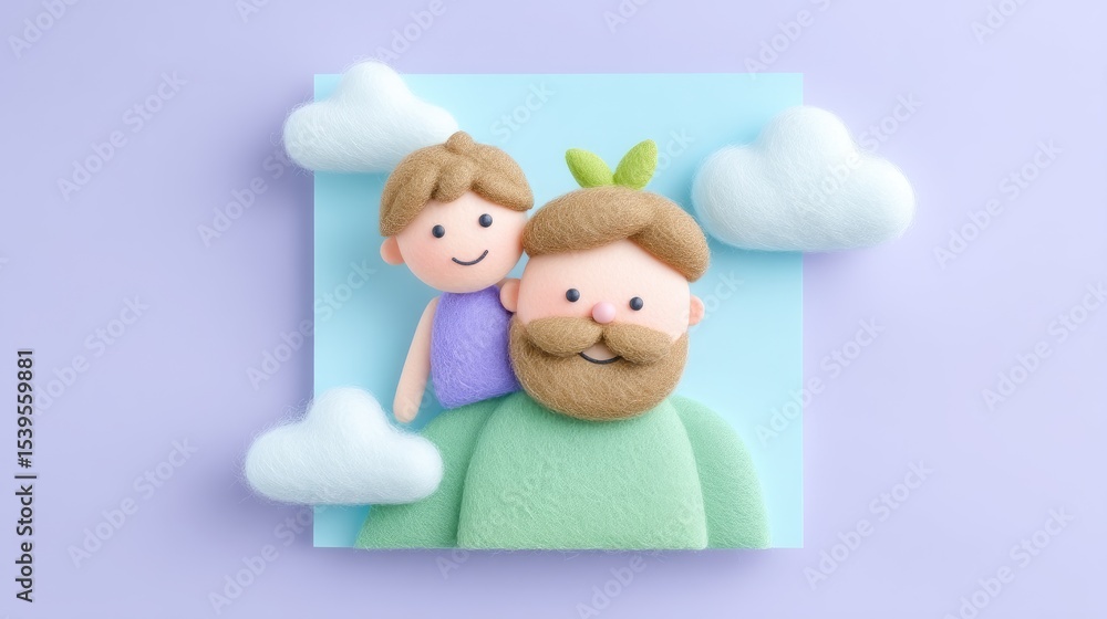 Whimsical Father and Son Clay Sculpture Father's Day Card Whimsical Father and Son Clay Sculpture Father's Day Card