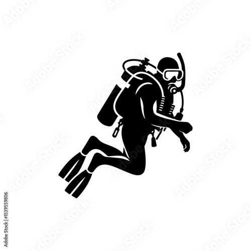 Scuba diver silhouette , Scuba diver vector	
