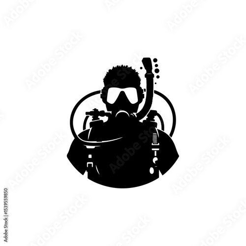 Scuba diver silhouette , Scuba diver vector	
