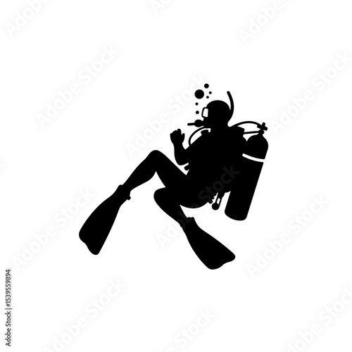 Scuba diver silhouette , Scuba diver vector	
